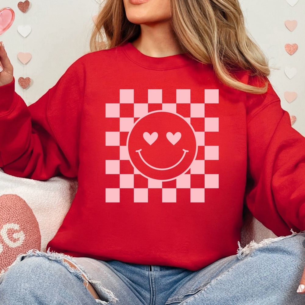 Valentines Checkered Smiley Face